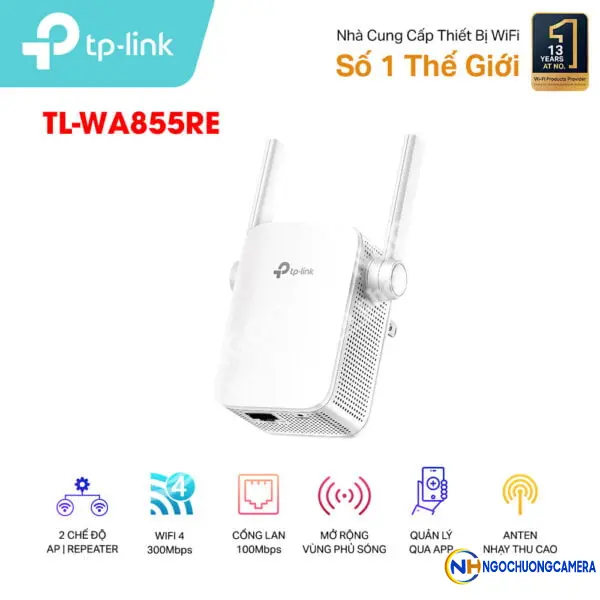 Bộ mở rộng sóng WiFi TP-LINK TL-WA855RE Chuẩn N 300Mbps