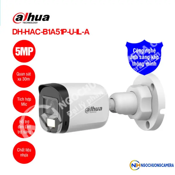 Camera HDCVI 5MP DAHUA DH-HAC-B1A51P-U-IL-A