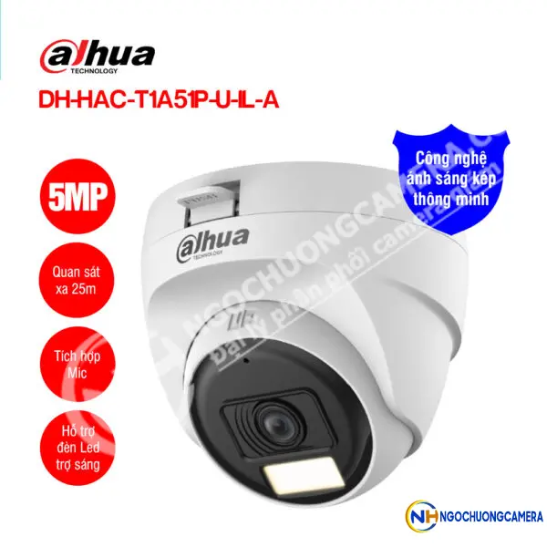 Camera HDCVI 5MP DAHUA DH-HAC-T1A51P-U-IL-A