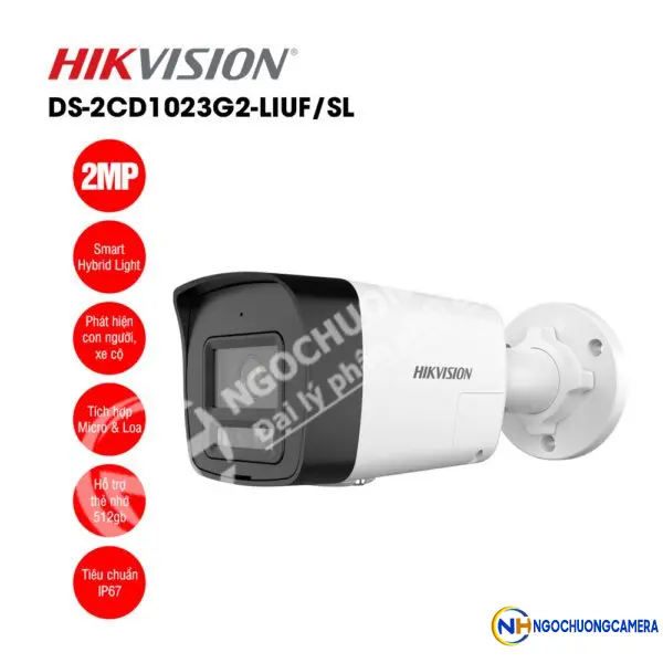 Camera IP 2MP thân trụ HIKVISION DS-2CD1023G2-LIUF/SL