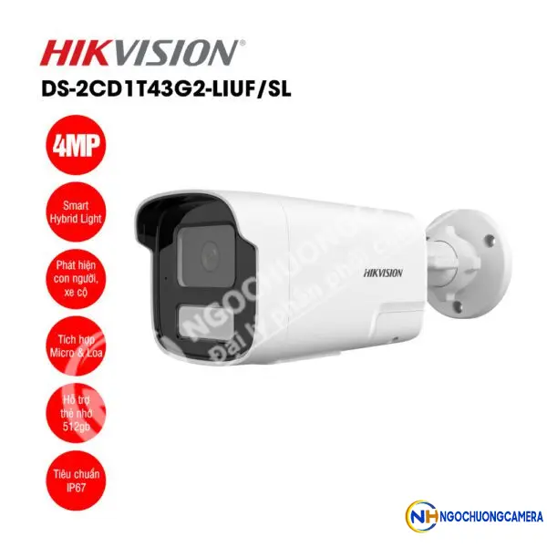 Camera IP 4MP thân trụ HIKVISION DS-2CD1T43G2-LIUF/SL