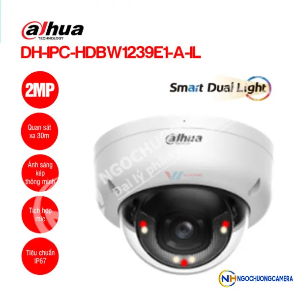 Camera IP Dome 2MP DAHUA DH-IPC-HDBW1239E1-A-IL
