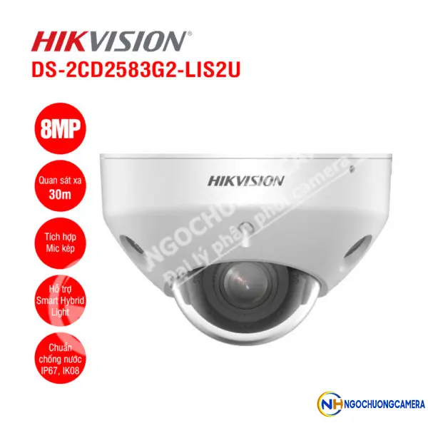 Camera IP Dome 8MP Hikvision DS-2CD2583G2-LIS2U
