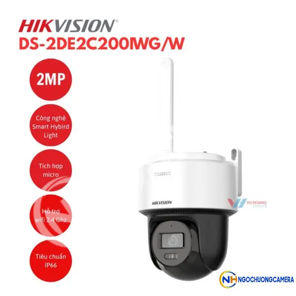 Camera IP Mini PT Smart Hybird Light 2MP Hikvision DS-2DE2C200IWG/W