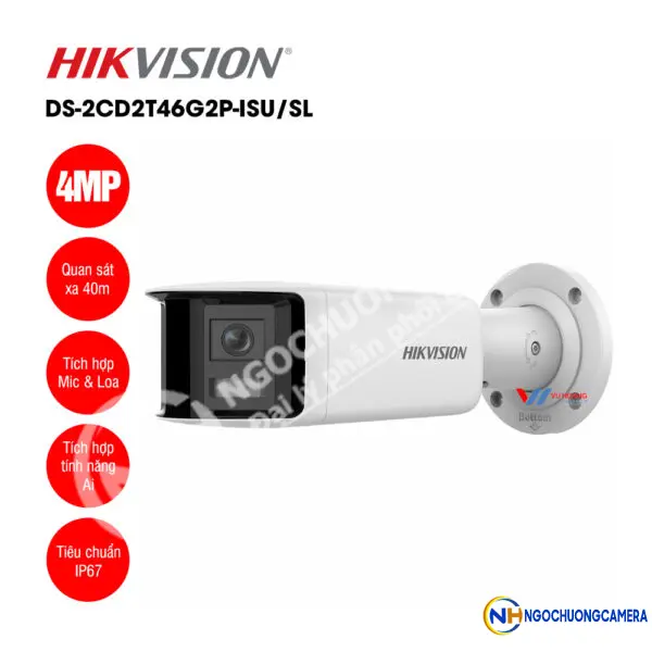 Camera IP thân trụ 4MP Hikvision DS-2CD2T46G2P-ISU/SL