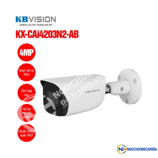 Camera IP thân trụ 4MP KBVISION KX-CAi4203N2-AB