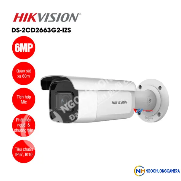Camera IP thân trụ 6MP Hikvision DS-2CD2663G2-IZS