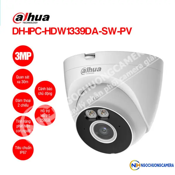 Camera Wifi Turret 3MP DAHUA DH-IPC-HDW1339DA-SW-PV