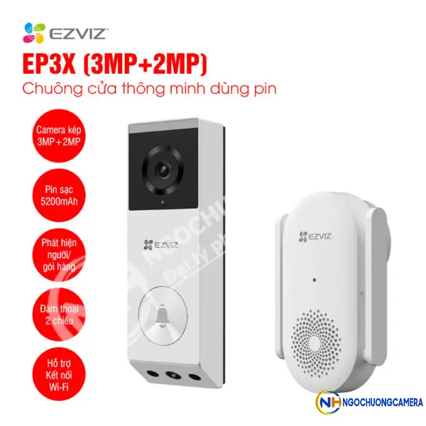 Chuông cửa thông minh dùng pin EZVIZ EP3X (3MP+2MP)