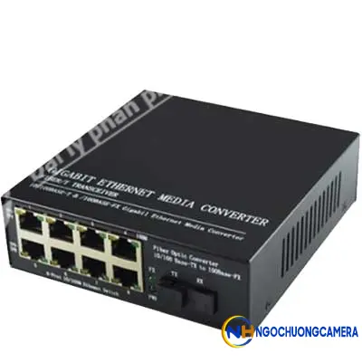 Converter Quang HDtec 8 cổng RJ45 Lan 100 Mbps