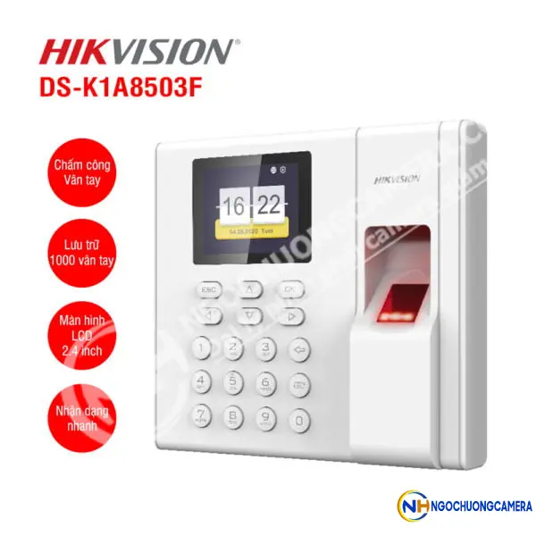 Máy chấm công vân tay, thẻ cảm ứng HIKVISION DS-K1A8503MF