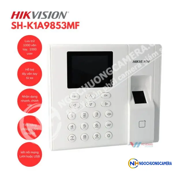 Máy chấm công vân tay, thẻ HIKVISION SH-K1A9853MF