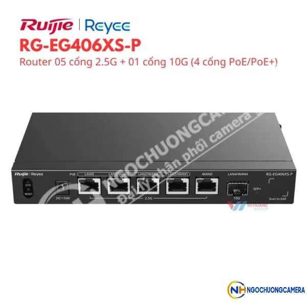 Router 5 cổng 2.5G + 01 cổng 10G Reeye RG-EG406XS-P (4 cổng PoE/PoE+)