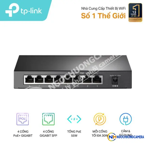 Switch 8 Cổng Gigabit 1000Mbps TP-LINK TL-SG1008P