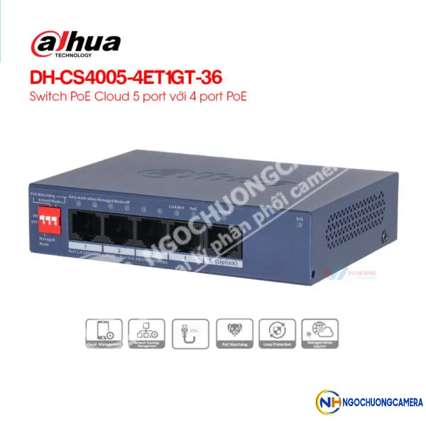 Switch Cloud 5 cổng DAHUA DH-CS4005-4ET1GT-36