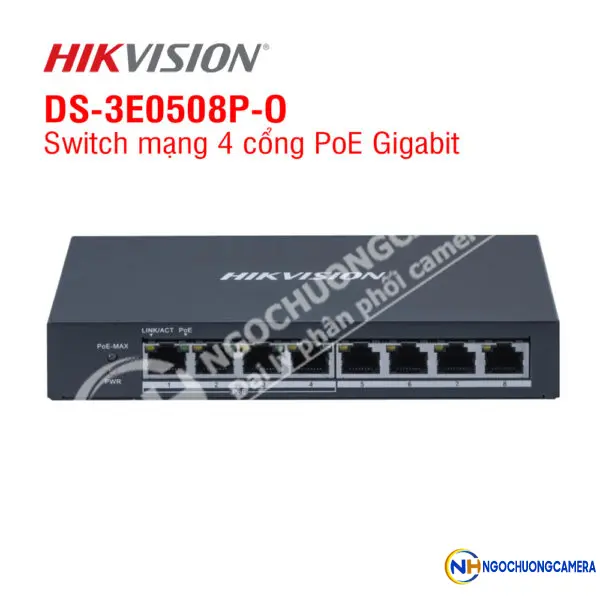Switch mạng 4 cổng PoE Gigabit HIKVISION DS-3E0508P-O